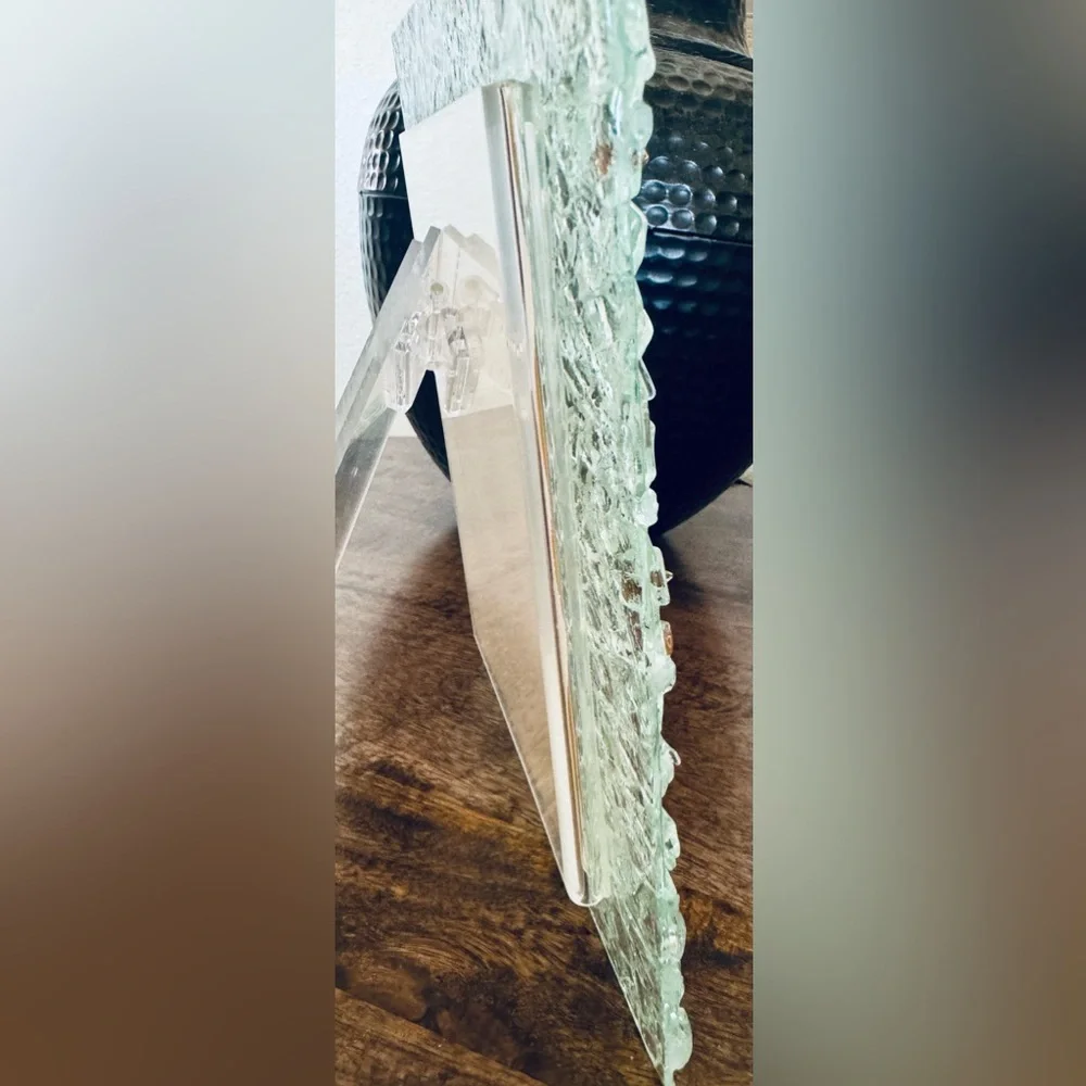 Vintage 5x7 fused glass frame handcrafted one of a kind gift wedding pictures - Picture 7 of 10